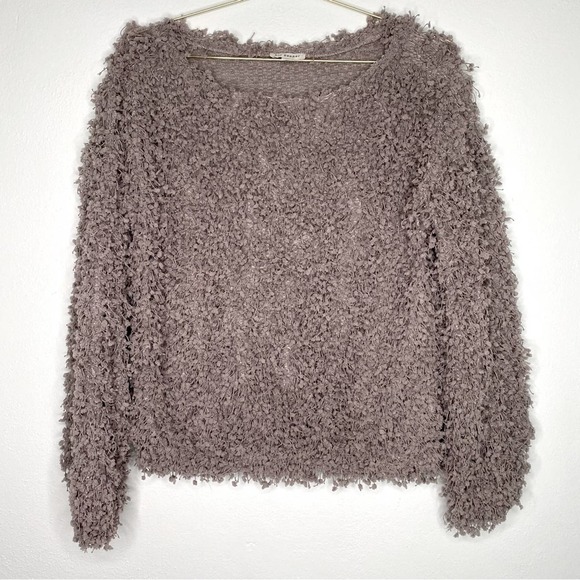 Blu Pepper Sweaters - Blu Pepper Violet Grey Shag Sweater, Size Medium